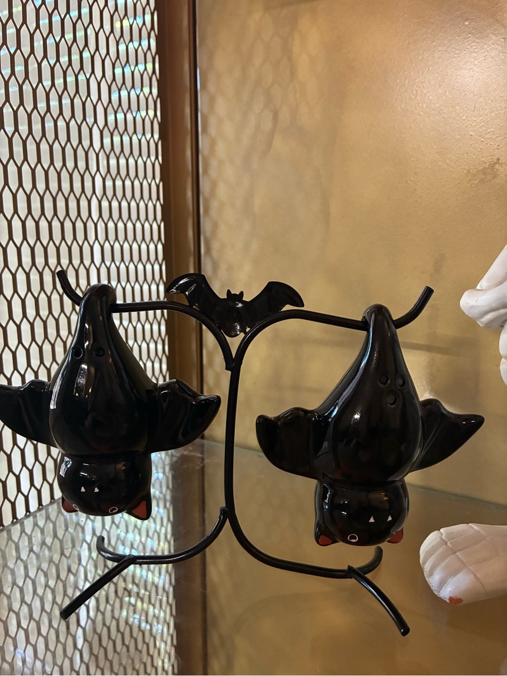 Set of (3) Black Ceramic Bat Salt and Pepper Shaker Set